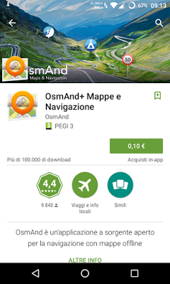 OsmAnd+ Mappe e Navigazione in offerta a 0,10 € sul Play Store